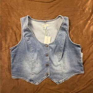 Jessica Simpson Light Blue Washed Denim Crop Vest